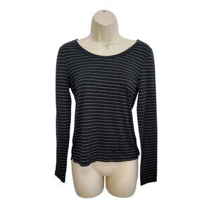 Banana Republic Top Womens Extra Small Black White Striped Long Sleeve